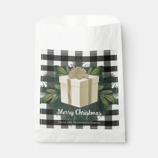 Buffel Plaid Kerstcadeau | Gouden Favor Bag Bedankzakje (Voorkant)