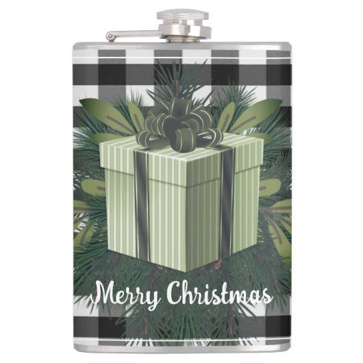 Buffel Plaid Kerstcadeau | Groen Heupfles (Voorkant)