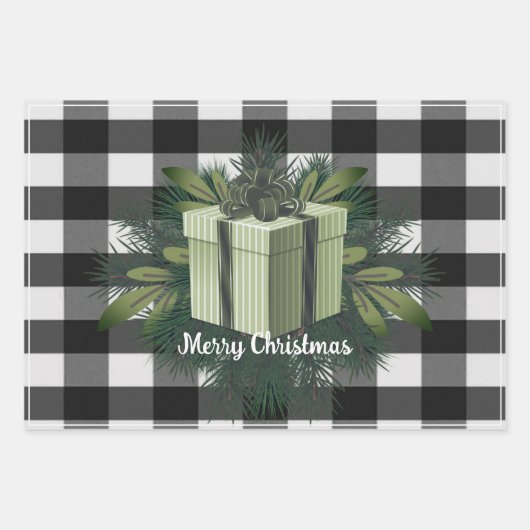 Buffel Plaid Kerstcadeau | Groen Inpakpapier Vel (Voorkant)
