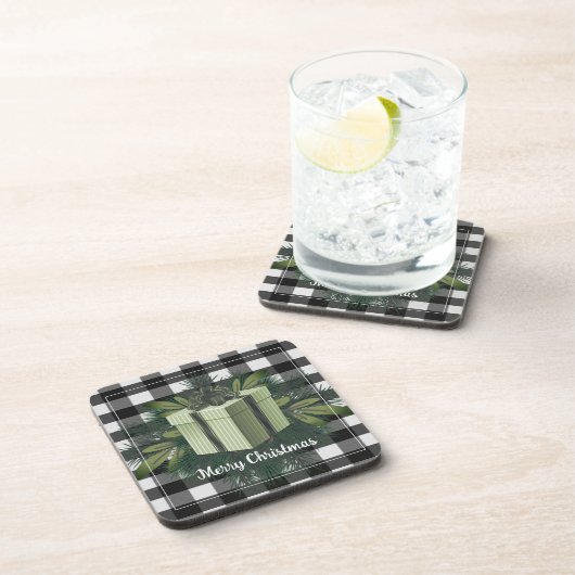 Buffel Plaid Kerstcadeau | Groene vakantie Bier Onderzetter (Rechterzijde)