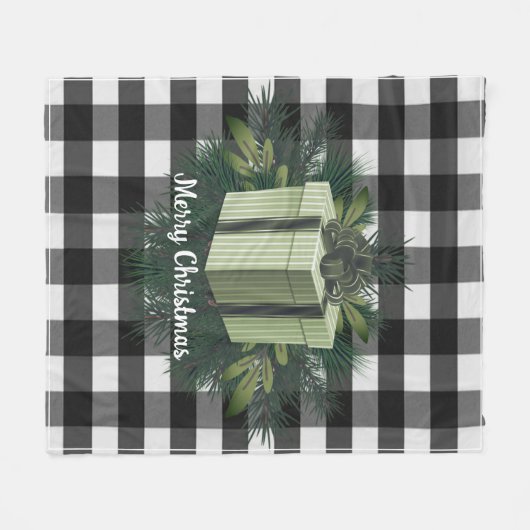 Buffel Plaid Kerstcadeau | Groene vakantie Fleece Deken (Voorkant (Horizontaal))