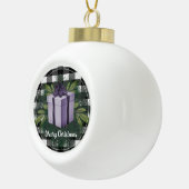 Buffel Plaid Kerstcadeau | PAARSE Keramische Bal Ornament (Rechts)