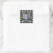 Buffel Plaid Kerstcadeau | Paarse kerst Vierkante Sticker (Tas)