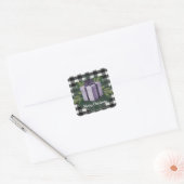 Buffel Plaid Kerstcadeau | Paarse kerst Vierkante Sticker (Envelop)