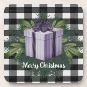 Buffel Plaid Kerstcadeau | Paarse vakantie Bier Onderzetter (Voorkant)