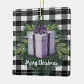 Buffel Plaid Kerstcadeau | Paarse vakantie Keramisch Ornament (Links)