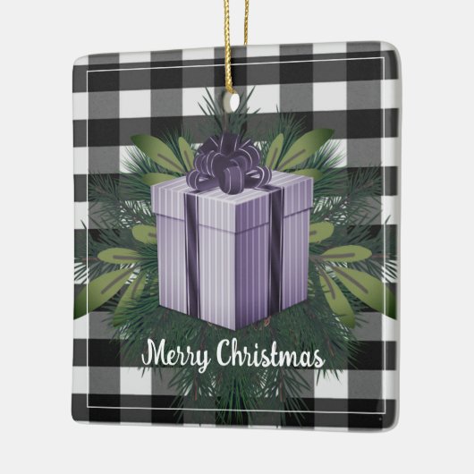 Buffel Plaid Kerstcadeau | Paarse vakantie Keramisch Ornament (Links)