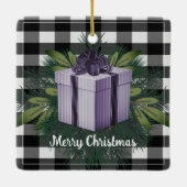 Buffel Plaid Kerstcadeau | Paarse vakantie Keramisch Ornament (Achterkant)