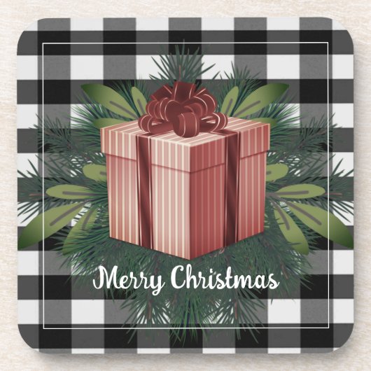 Buffel Plaid Kerstcadeau | Rode feestdag Bier Onderzetter (Voorkant)