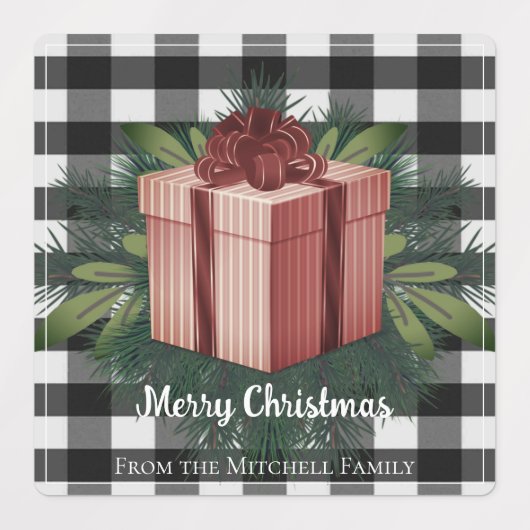 Buffel Plaid Kerstcadeau | Rode feestdag Labels (Design 2)