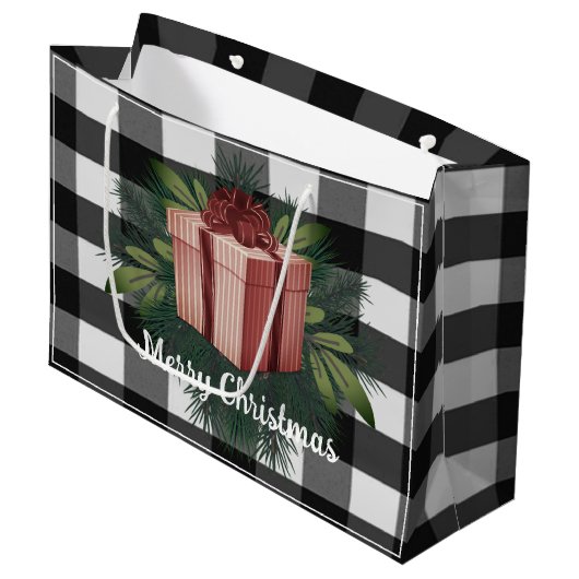 Buffel Plaid Kerstcadeau | Rood Groot Cadeauzakje (Voorkant Gekanteld)