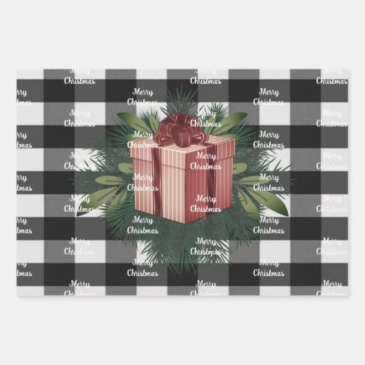 Buffel Plaid Kerstcadeau | Rood Inpakpapier Vel (Voorkant 3)