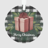 Buffel Plaid Kerstcadeau | Rood Ornament (achterkant)