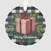 Buffel Plaid Kerstcadeau | Rood Ornament (voorkant)