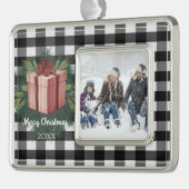 Buffel Plaid Kerstcadeau | Rood Verzilverd Omlijst Ornament (Links)