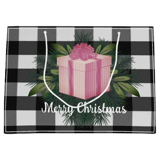 Buffel Plaid Kerstcadeau | roze Groot Cadeauzakje (Voorkant)