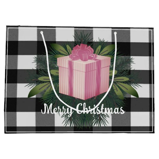 Buffel Plaid Kerstcadeau | roze Groot Cadeauzakje (Achterkant)