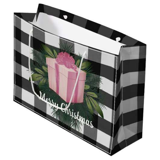Buffel Plaid Kerstcadeau | roze Groot Cadeauzakje (Voorkant Gekanteld)