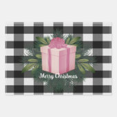 Buffel Plaid Kerstcadeau | roze Inpakpapier Vel (Voorkant)