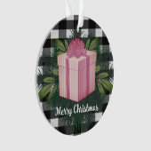 Buffel Plaid Kerstcadeau | roze Ornament (voorkant)