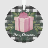 Buffel Plaid Kerstcadeau | roze Ornament (achterkant)