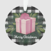 Buffel Plaid Kerstcadeau | roze Ornament (voorkant)
