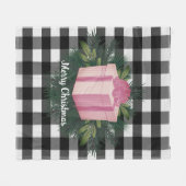Buffel Plaid Kerstcadeau | Roze Vakantie Fleece Deken (Voorkant (Horizontaal))