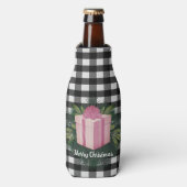 Buffel Plaid Kerstcadeau | Roze Vakantie Flesjeskoeler (Fles Voorkant)