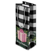 Buffel Plaid Kerstcadeau | Roze Vakantie Wijn Cadeautas (Achterkant Gekanteld)