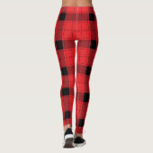 Buffel Plaid Kerstmis Rood en Zwart Patroon Leggings (Achterkant)