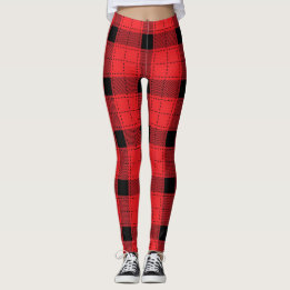 Buffel Plaid Kerstmis Rood en Zwart Patroon Leggings
