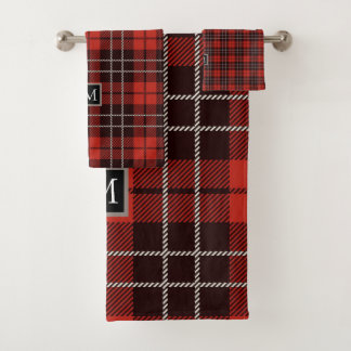 Buffel Plaid Kerstmis Rood Wit Zwart Patroon Bad Handdoek