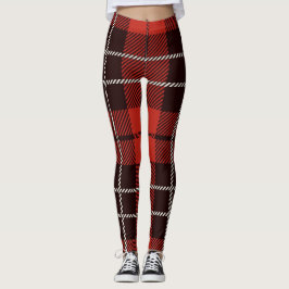 Buffel Plaid Kerstmis Rood Wit Zwart Patroon Leggings