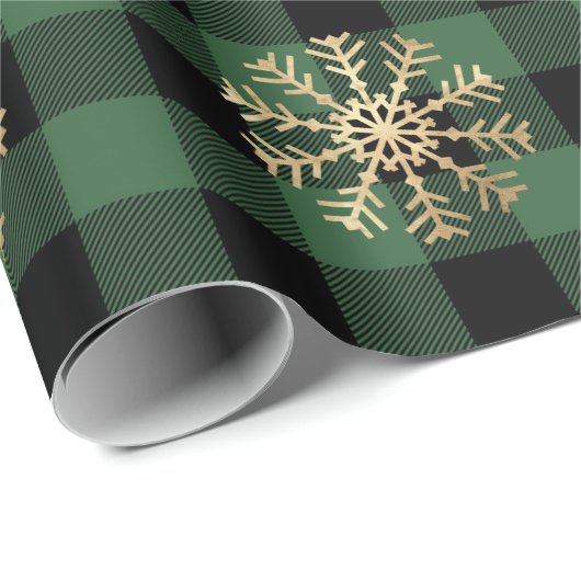 Buffel Plaid Lomberjack Goud Sneeuwvlok Groen Cali Cadeaupapier (Rol Hoek)