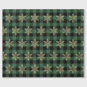 Buffel Plaid Lomberjack Goud Sneeuwvlok Groene Roe Cadeaupapier (Vlak)