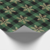 Buffel Plaid Lomberjack Goud Sneeuwvlok Groene Roe Cadeaupapier (Hoek)