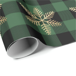 Buffel Plaid Lomberjack Goud Sneeuwvlok Groene Roe Cadeaupapier