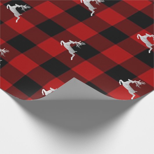 Buffel Plaid Lomberjack Kerst Herten Zilver Cadeaupapier (Hoek)