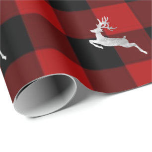 Buffel Plaid Lomberjack Kerst Herten Zilver Cadeaupapier