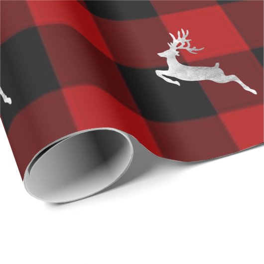 Buffel Plaid Lomberjack Kerst Herten Zilver Cadeaupapier (Rol Hoek)