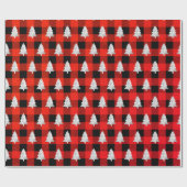 Buffel Plaid Lomberjack Kerstboom Zilver Rood Cadeaupapier (Vlak)