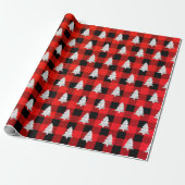 Buffel Plaid Lomberjack Kerstboom Zilver Rood Cadeaupapier (Uitgerold)