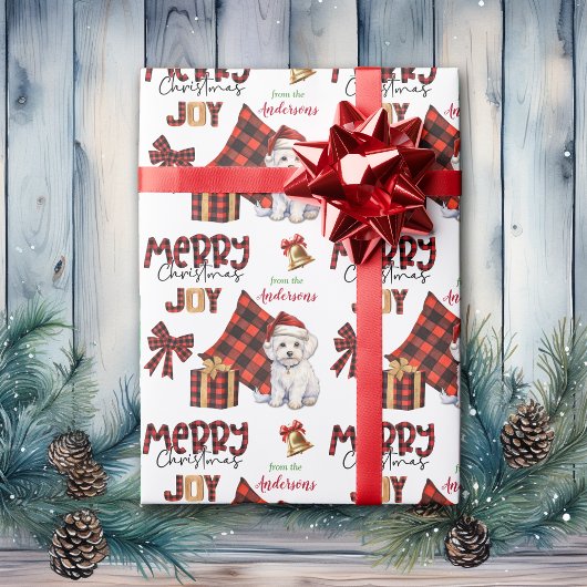 Buffel Plaid Maltese Hond Kerstmis Cadeaupapier