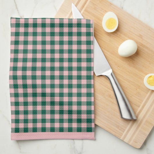 Buffel Plaid Moderne Vakantie Groen & Roze Theedoek (Quarter Fold)