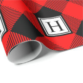 Buffel Plaid Monogram Traditionele Kerstmis Cadeaupapier (Rol Hoek)