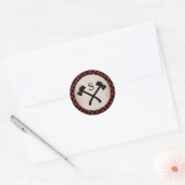 Buffel Plaid Monogrammed Bijl Bruiloft Ronde Sticker (Envelop)