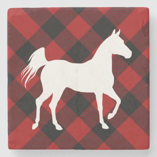 Buffel Plaid Paard of Pony Lover Stenen Onderzetter (Voorkant)