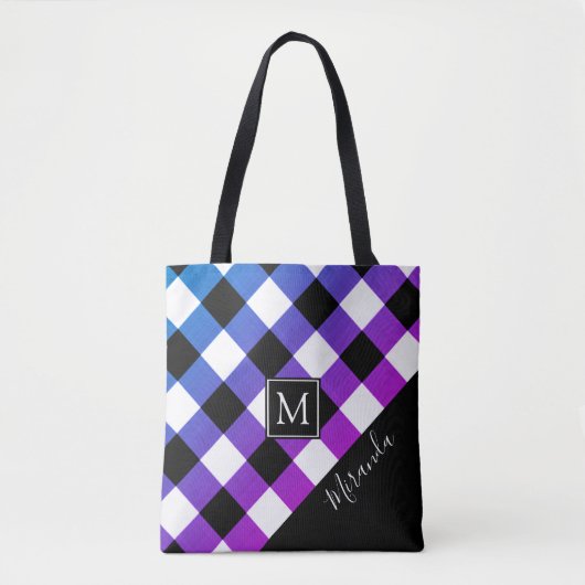 Buffel Plaid Paarse Roze Monogram Naam Tote Bag (Voorkant)