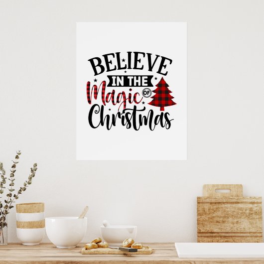 Buffel Plaid Pattern Kerstboom Quote Gezegde Poster (Keuken)