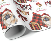 Buffel Plaid Pekingese Hond Kerstmis Cadeaupapier (Rol Hoek)
